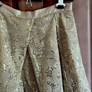 Gold Sequin Skirt Anthropologie 0P